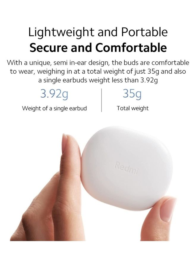 Xiaomi - Redmi Buds 4 Lite Wireless Earbuds Bluetooth 5.2 Low-Latency Call Noise Cancelling, IP54 Waterproof, 20H Playtime, Lightweight Comfort Fit Headphones White - Image 1