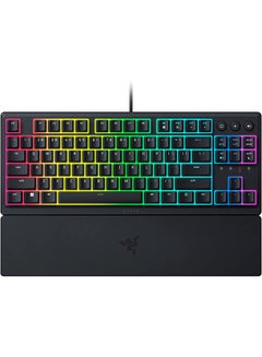 لوحة مفاتيح Ornata V3 TKL للألعاب، مفاتيح منخفضة المستوى، مفاتيح غشاء Mecha، أغطية مفاتيح مطلية بالأشعة فوق البنفسجية، وسائط بإضاءة خلفية، 8 مناطق RGB مقاومة للانسكاب، مسند معصم مغناطيسي