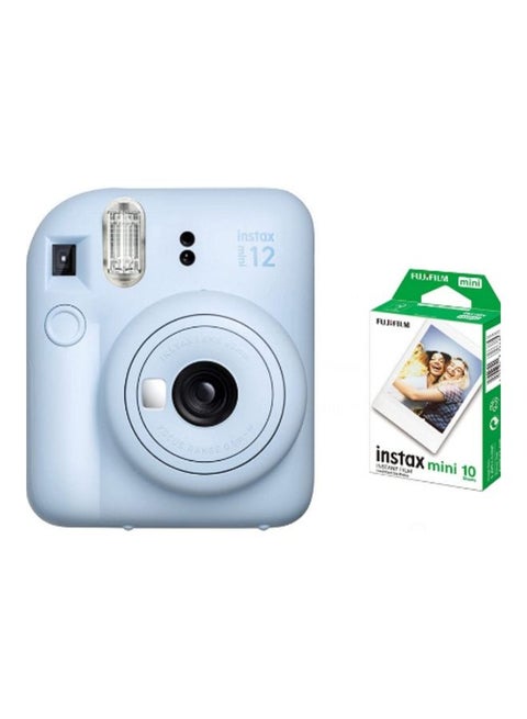 Instax Mini 12 Instant Film Camera With Pack Of 10 Films Pastel Blue