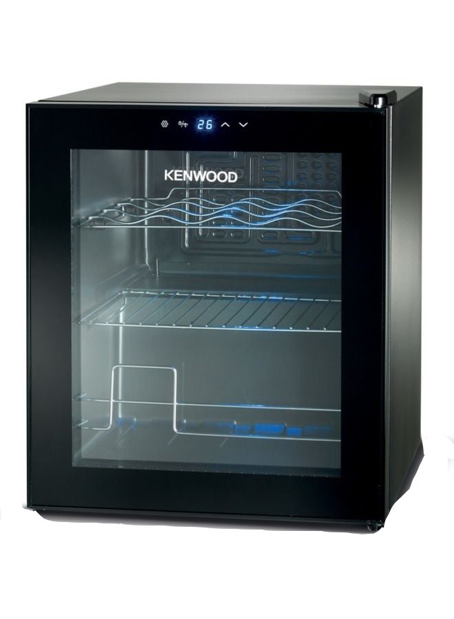 KENWOOD Beverage Cooler 12 Bottles Wine Cooler Refrigerator With Double Glass Door Blue Light Single Temperature Zone 12 L BCM12.000BK Black  - Image 1