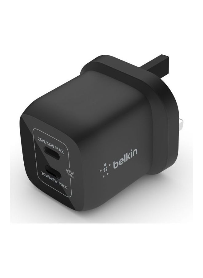 belkin 45W Dual USB Type C Wall Charger With GaN Technology   Power Delivery 3.0 For iPhone 15 Plus Pro Pro Max iPad Pro 12.9 11 MacBook Galaxy S24 Pixel   High Speed USB C ChargIng Black  - Image 2