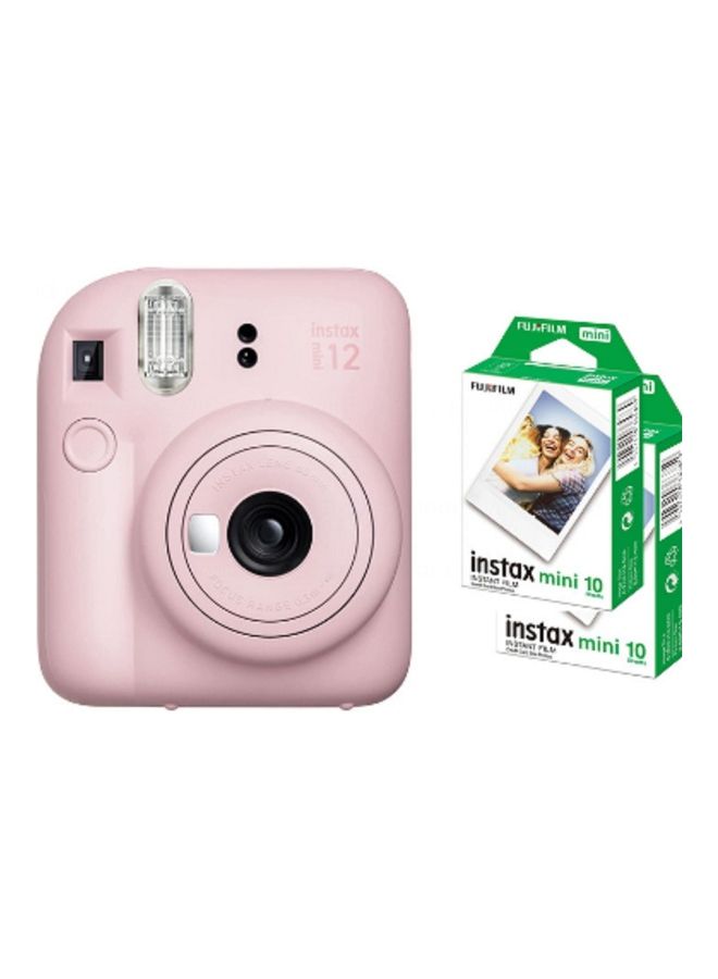 كاميرا Instax Mini 12 للأفلام الفورية مع مجموعة مكونة من 20 فيلمًا باللون الوردي - v1682514180/N53402453A_1