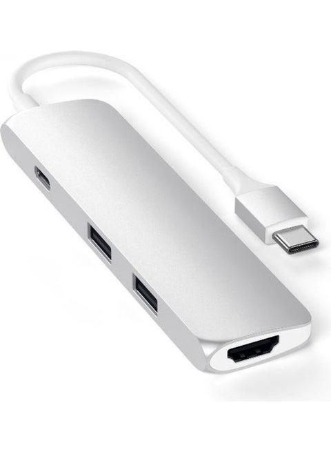 Slim Type-C MultiPort Adapter (1xHDMI, 1xUSBC, 2xUSBA) - Silver