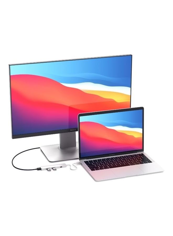 Slim Type-C MultiPort Adapter (1xHDMI, 1xUSBC, 2xUSBA) - Silver
