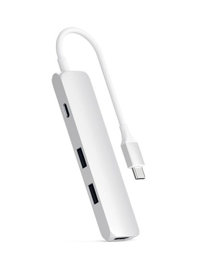 Slim Type-C MultiPort Adapter (1xHDMI, 1xUSBC, 2xUSBA) - Silver