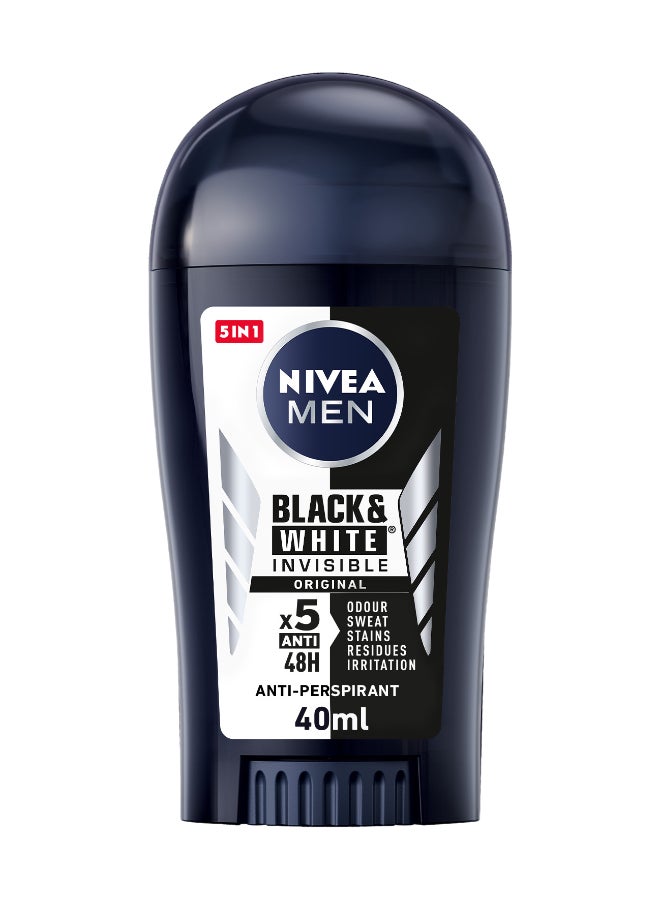 Nivea Men Black And White Invisible Original, Antiperspirant for Men, Stick 40ml - Image 1
