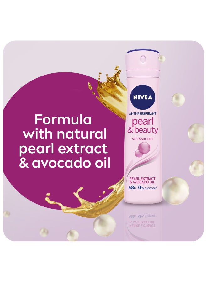 Nivea Pearl And Beauty Anti Perspirant Body Spray Pink/Blue 200ml - Image 4