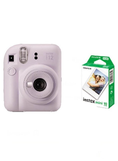 Instax Mini 12 Instant Film Camera With Pack Of 10 Films Lilac Purple