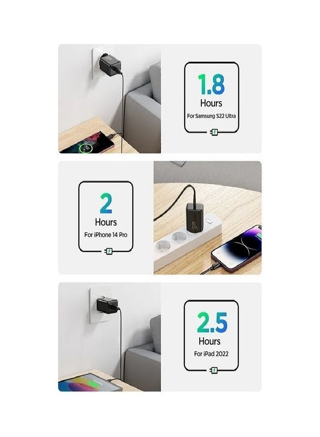 Usb C Plug 20W Pd 3.0 Charger Power Port Usb C Charger With 1M Fast Charging Data Cable For iPhone 14 Pro Max 14 Pro 14 Plus 14 13 12 11 Ipad Mini Magsafe Black
