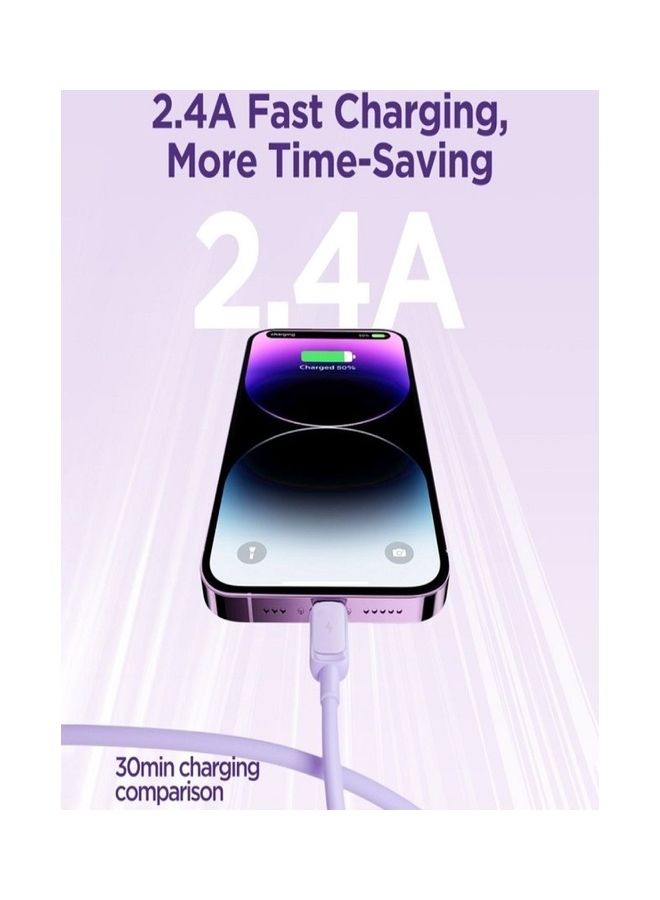 JOYROOM - Multi-Color Series 2.4A USB To Lightning Fast Charging Data Cable For iPhone 1.2M Purple - Image 1