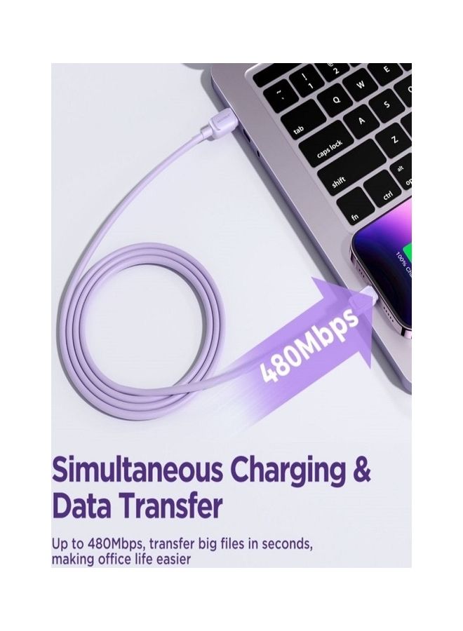 JOYROOM - Multi-Color Series 2.4A USB To Lightning Fast Charging Data Cable For iPhone 1.2M Purple - Image 1