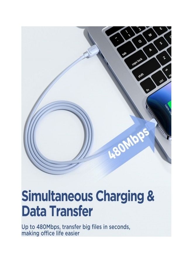 JOYROOM - Multi Color Series 2.4A USB To Lightning Fast Charging Data Cable For iPhone Blue - Image 1