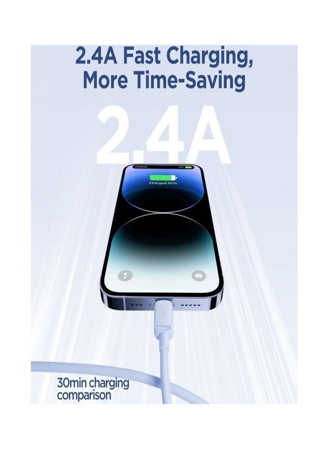 JOYROOM - Multi Color Series 2.4A USB To Lightning Fast Charging Data Cable For iPhone Blue - Image 1