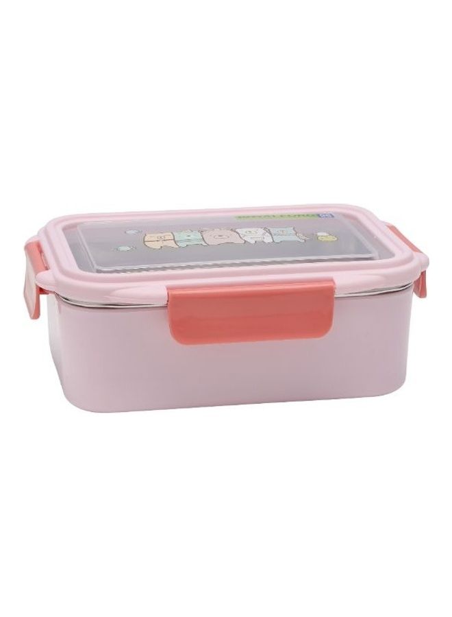 Royalford Lunch Box With Cutlery And Transparent Lid Pink pink 18.6x13.5x7cm  - Image 1