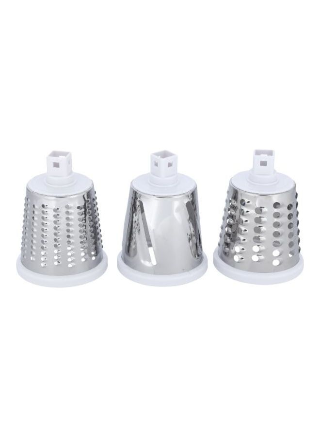 Multi-Function Rotary Grater Vegetable Cutter And 3 Interchangeable Blades Red/Silver