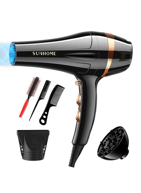 6-Piece Professional Hair Dryer Set ,2000W Black