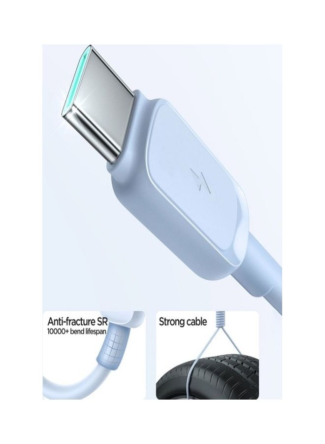 JOYROOM S-AC027A14 Series 3A USB To USB C Type C Fast Charging Data Cable Compatible For Samsung S21 S20 Note 20 10 9 Huawei P30 P20 Lite Mate 20 Pro P20 LG G5 G6 Xiaomi Mi 1.2M Blue  - Image 4