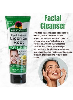 DR. DAVEY Licorice Root Extra Brightening Skin Care Set Anti Aging Control Treats Acne Cleans Black Spots Remove Pimples Deep Cleanser Calm Inflammation Multicolour 1312grams  - Image 3