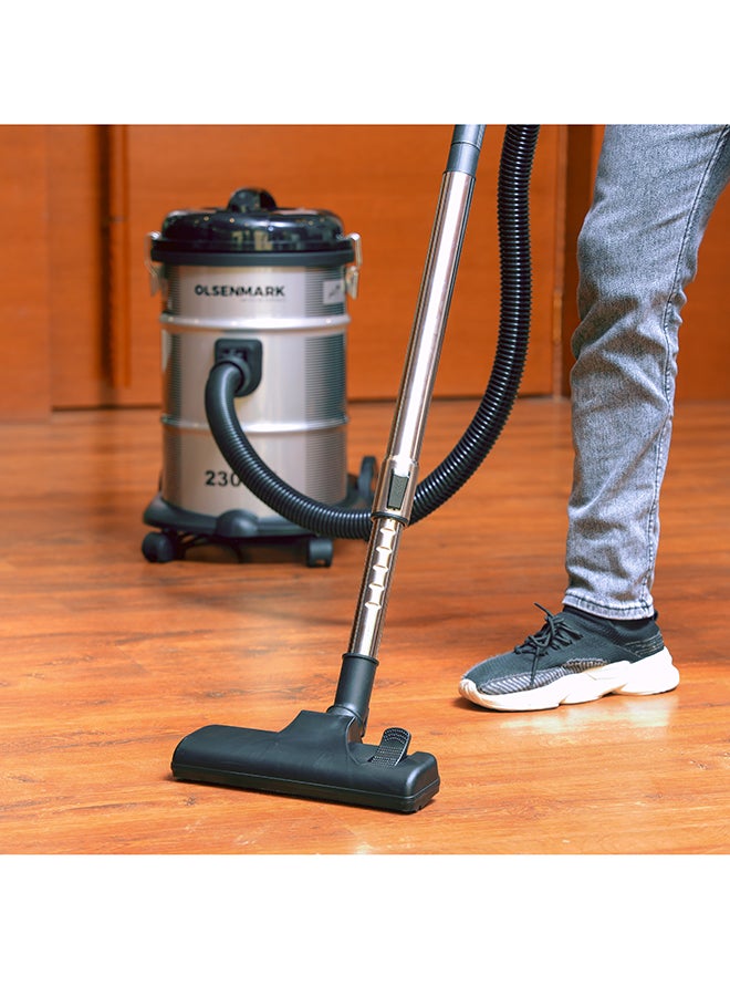 Olsenmark - Drum Vacuum Cleaner with dust capacity, Dust Full Indicator, Adjustable Suction, Cord length: 5m Cable, 21 L 2300 W OMVC1574E Grey - Image 1
