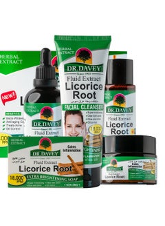 DR. DAVEY Licorice Root Extra Brightening Skin Care Set Anti Aging Control Treats Acne Cleans Black Spots Remove Pimples Deep Cleanser Calm Inflammation Multicolour 1312grams  - Image 1