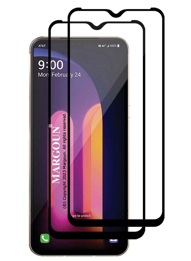 مارجون مجموعة لاصقات حماية للشاشة من الزجاج المقوى وبتصميم ثلاثي الأبعاد لهاتف إل جي V60 ثينك 5G مكونة من قطعتين شفاف - Image 1