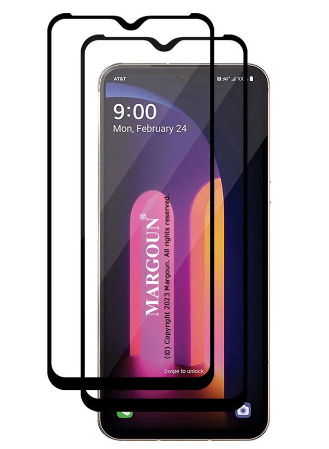 مارجون مجموعة لاصقات حماية للشاشة من الزجاج المقوى وبتصميم ثلاثي الأبعاد لهاتف إل جي V60 ثينك 5G مكونة من قطعتين شفاف - Image 2