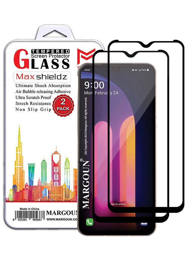 مارجون مجموعة لاصقات حماية للشاشة من الزجاج المقوى وبتصميم ثلاثي الأبعاد لهاتف إل جي V60 ثينك 5G مكونة من قطعتين شفاف - Image 4
