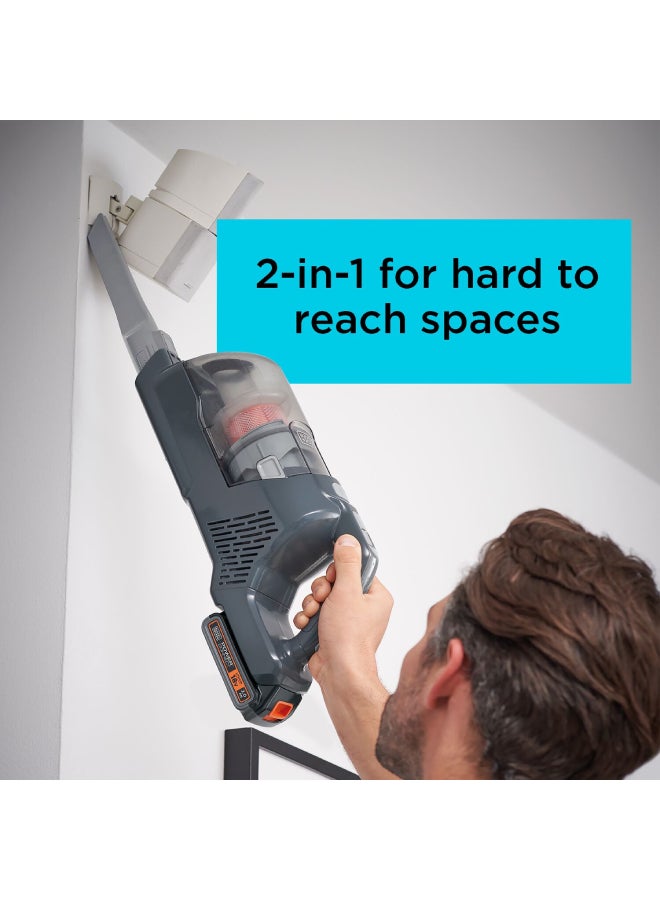 BLACK+DECKER - Powerseries+ Cordless Stick Vacuum Cleaner Lithium-Ion Removable Battery 2Ah 36Wh Up to 16/40 Run Time 500 ml 18 W BHFEA18D1-GB Grey - Image 1