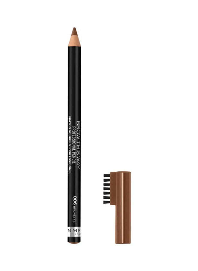 RIMMEL LONDON Brow This Way Professional Eyebrow Pencil, shade 006 Brunette, 1.4 Grams 006 Brunette  - Image 1