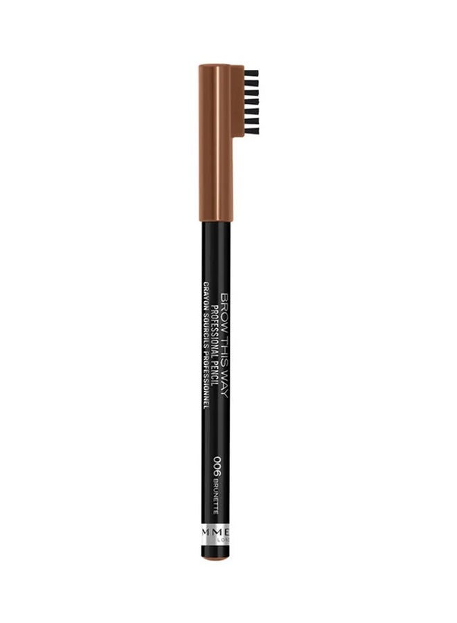RIMMEL LONDON Brow This Way Professional Eyebrow Pencil, shade 006 Brunette, 1.4 Grams 006 Brunette  - Image 2