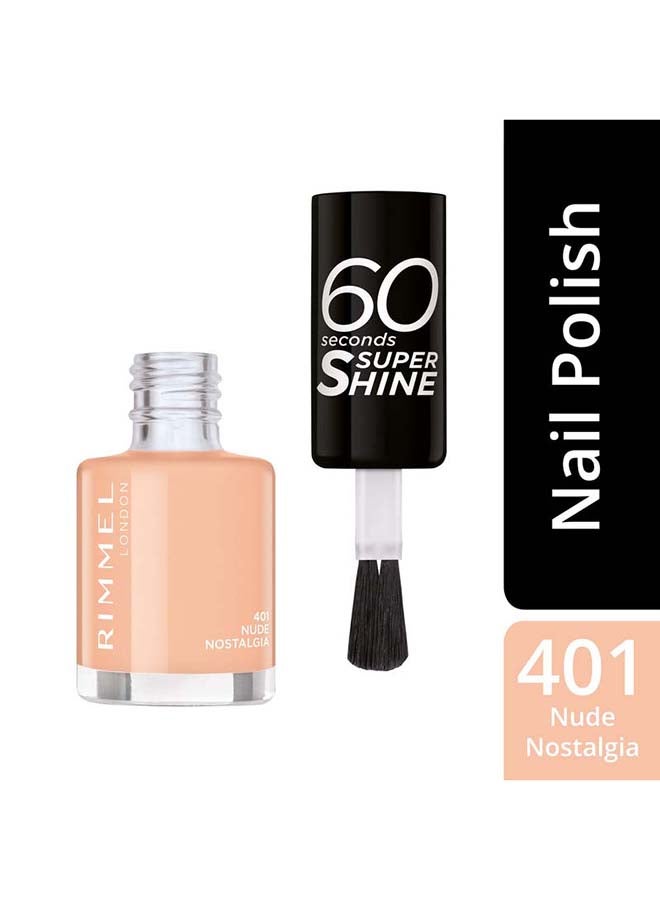 RIMMEL LONDON - 60 Seconds Super Shine Nail Polish 401 Nude Nostalgia - Image 1