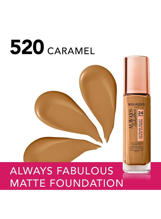 BOURJOIS PARIS Always Fabulous 24Hrs Liquid Foundation SPF20 520 Caramel  - Image 3