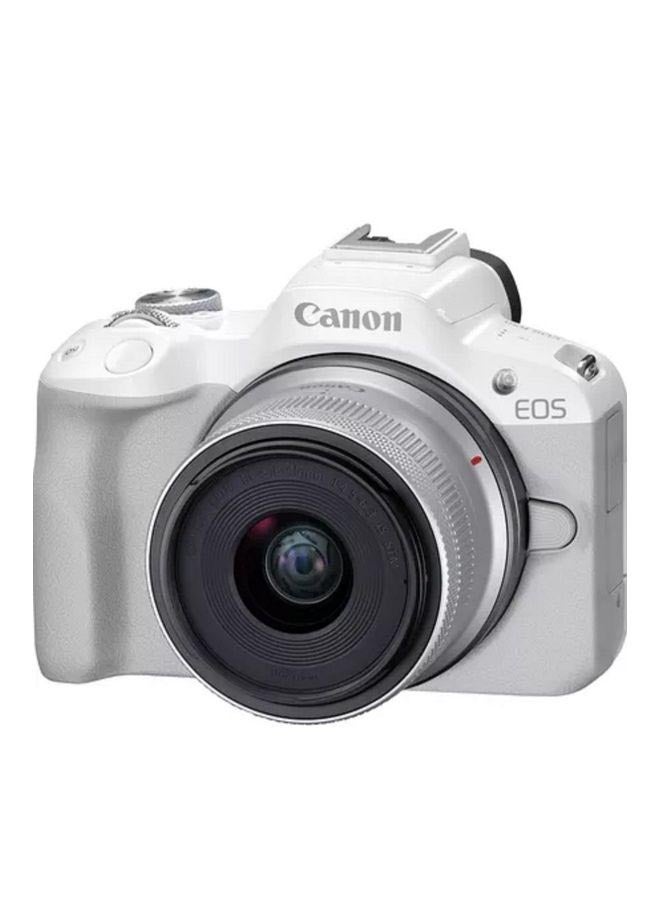 Canon - Eos R50 Mirrorless Camera And Rf-S 18-45Mm F4.5-6.3 Is Stm Lens White - Image 1