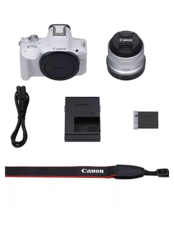 Canon - Eos R50 Mirrorless Camera And Rf-S 18-45Mm F4.5-6.3 Is Stm Lens White - Image 1