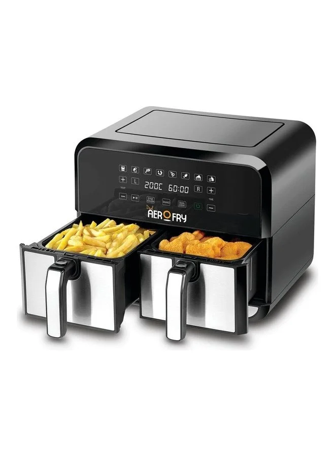 BLACK+DECKER Digital Dual Zone Air Fryer, 4L+4L Capacity, Rapid Hot Air Circulation, 8 Presets, Adjustable Temp & Timer for Frying, Grilling, Roasting & Baking, 8 L 1700 W DZAF1700-B5 Black/Silver