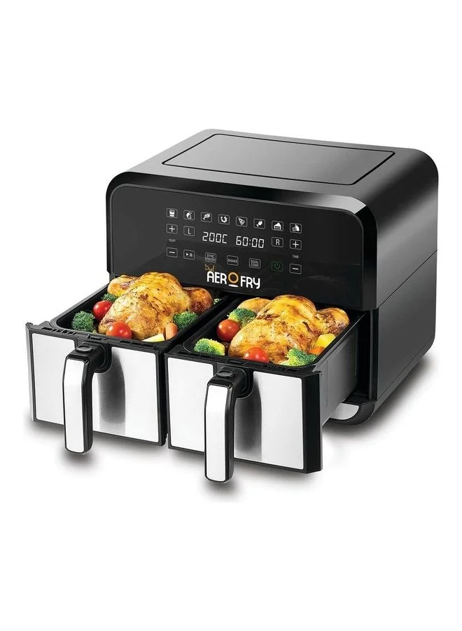 BLACK+DECKER Digital Dual Zone Air Fryer, 4L+4L Capacity, Rapid Hot Air Circulation, 8 Presets, Adjustable Temp & Timer for Frying, Grilling, Roasting & Baking, 8 L 1700 W DZAF1700-B5 Black/Silver