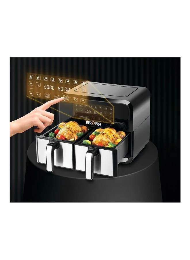BLACK+DECKER Digital Dual Zone Air Fryer, 4L+4L Capacity, Rapid Hot Air Circulation, 8 Presets, Adjustable Temp & Timer for Frying, Grilling, Roasting & Baking, 8 L 1700 W DZAF1700-B5 Black/Silver