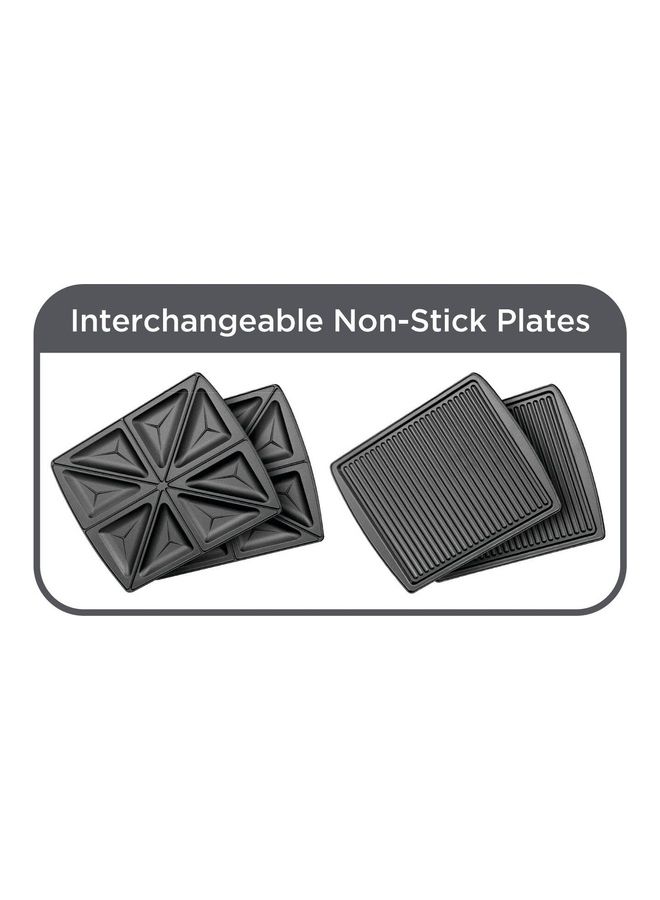BLACK+DECKER - 2-in-1 Sandwich and Grill Maker, 4-Slice, Non-Stick Plates, 180° Flat Open, Locking Clamp, Quick Meals, Compact, Ideal for Sandwiches and Grilled Foods, 1400 W TS4120-B5 Black/Sliver - Image 1