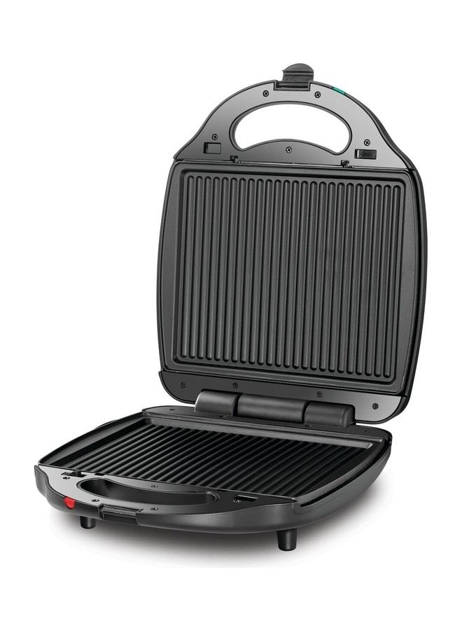 BLACK+DECKER - 2-in-1 Sandwich and Grill Maker, 4-Slice, Non-Stick Plates, 180° Flat Open, Locking Clamp, Quick Meals, Compact, Ideal for Sandwiches and Grilled Foods, 1400 W TS4120-B5 Black/Sliver - Image 1