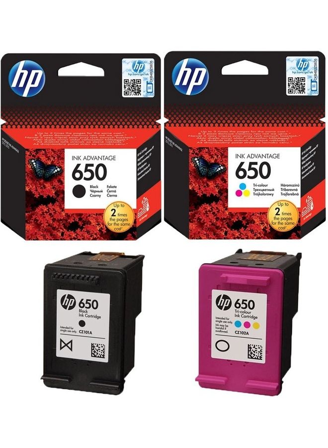 HP - Pack of 2 650 Original Ink Cartridge Set Black & Tri Color - Image 1
