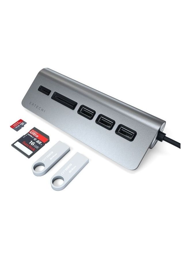 SATECHI Slim Type C Aluminum USB Hub 3xUSB A And 1xMicro/SD Grey - Image 3