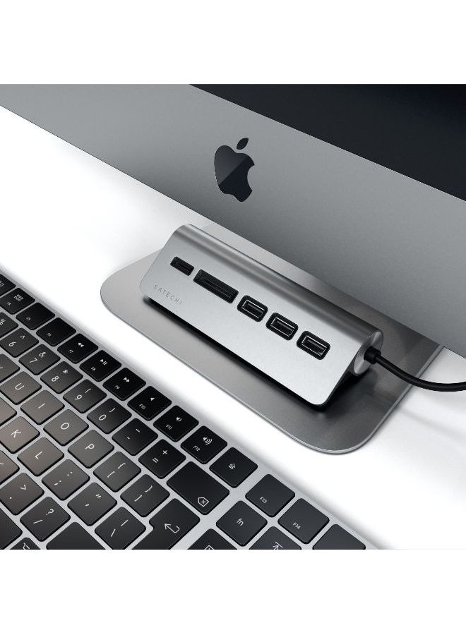 SATECHI Slim Type C Aluminum USB Hub 3xUSB A And 1xMicro/SD Grey - Image 4