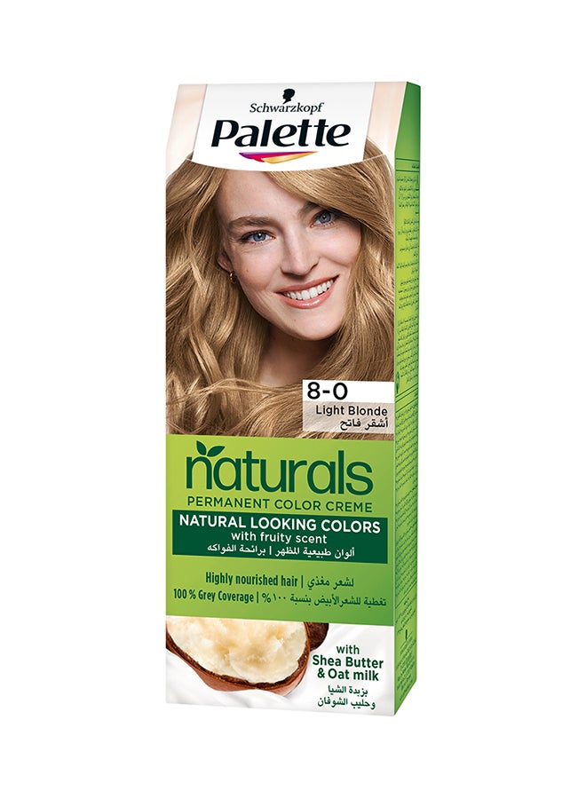 Palette Permanent Natural Hair Color Cream 8-0, Light Blonde 110ml - Image 1