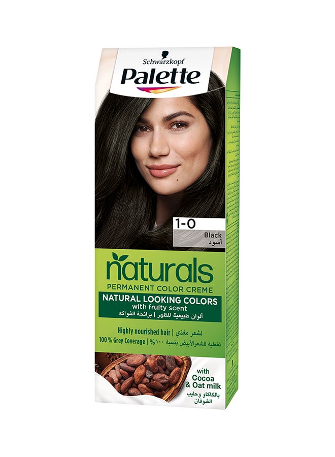 Palette Natural Permanent Cream Hair Colour 1-0, Black 110ml  - Image 1