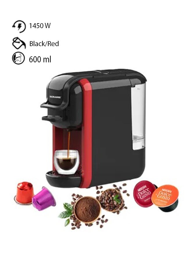 ماكينة تحضير قهوة إسبريسو 3 في 1 متعددة الكبسولات 600 ml 1450 W SCM-4969 أسود/أحمر - v1683116590/N44021907A_1