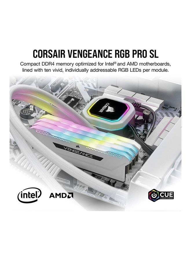 CORSAIR - Vengeance RGB Pro SL 32GB 2x16GB DDR4 3200 PC4-25600 C16 1.35V Desktop Memory White - Image 1