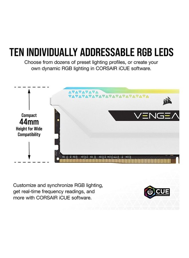 CORSAIR - Vengeance RGB Pro SL 32GB 2x16GB DDR4 3200 PC4-25600 C16 1.35V Desktop Memory White - Image 1