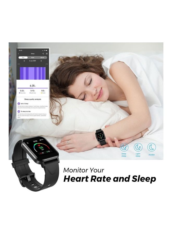 SoundPEATS - Smart Watch 1 Including Sports Modes Compatible With iPhone Android Phones Fitness Heart Rate Monitor Sleep Quality Tracker Call And Message Alert Swimming Waterproof 1.4 Inch Touch Screen Black - Image 1