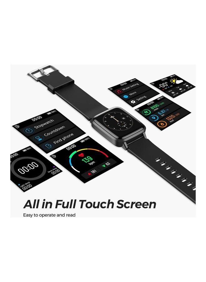 SoundPEATS - Smart Watch 1 Including Sports Modes Compatible With iPhone Android Phones Fitness Heart Rate Monitor Sleep Quality Tracker Call And Message Alert Swimming Waterproof 1.4 Inch Touch Screen Black - Image 1