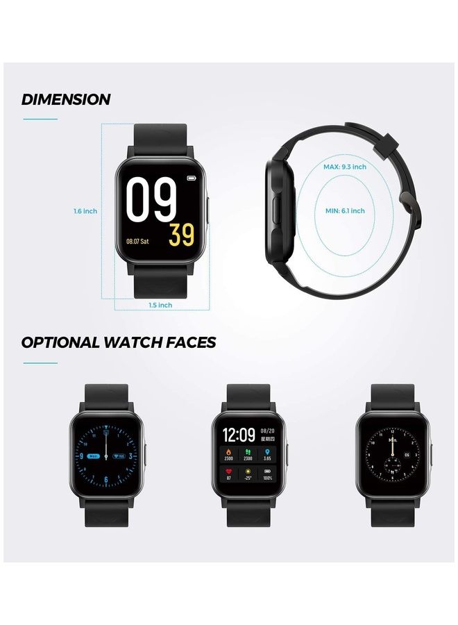 SoundPEATS - Smart Watch 1 Including Sports Modes Compatible With iPhone Android Phones Fitness Heart Rate Monitor Sleep Quality Tracker Call And Message Alert Swimming Waterproof 1.4 Inch Touch Screen Black - Image 1